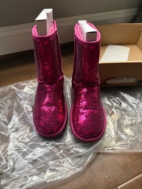 UGG Pink Sequin Mid-Calf Boots